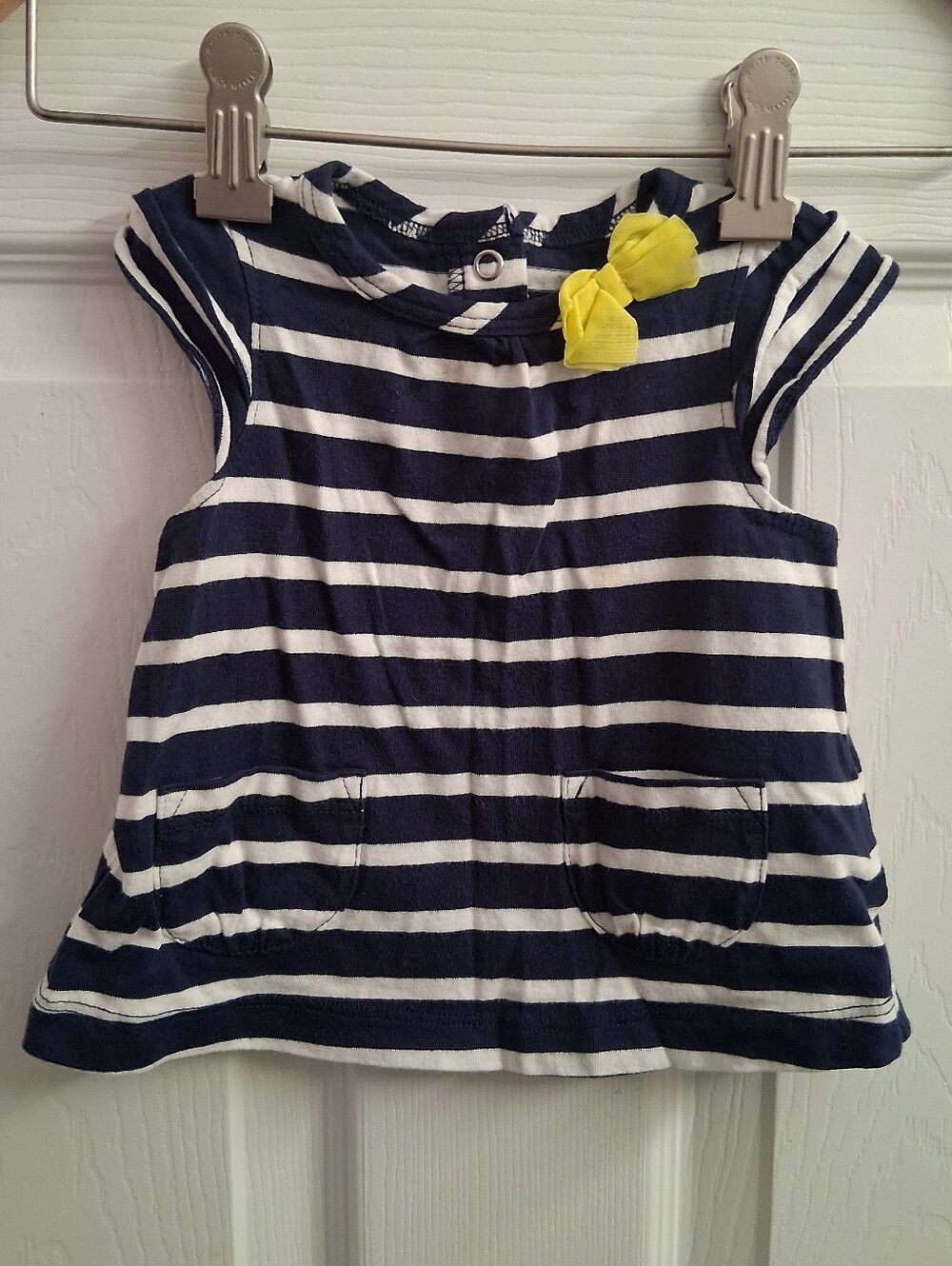 Carters 6 Months Top Navy Striped Yellow Bow